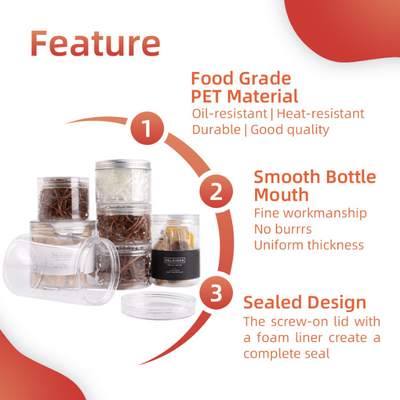 ODM OEM OEM Clear Plastic Cookie Jar خالی ادویه قابل شارژ حیوان خانگی