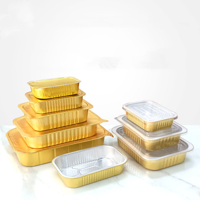 سینی ناهار مستطیلی مستطیلی ضخیم شده باربیکیو ظرف غذا فویل آلومینیومی